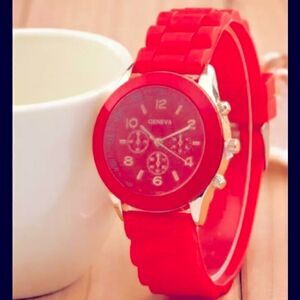 🌺Geneva Analog Silicone unisex Sport Wristwatch Orange